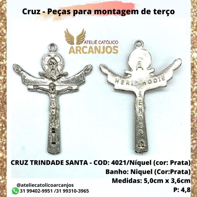 Cruz Trindade Santa Maior - Medida: 5,0 x 3,6 cm (Pacote c/ 5 unidades)