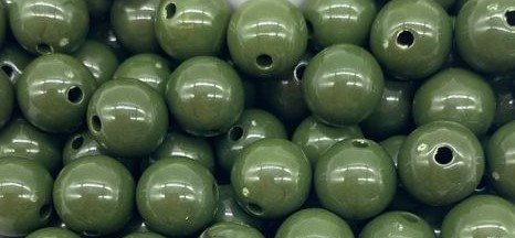 Bolinha passante verde militar- Resina-10mm