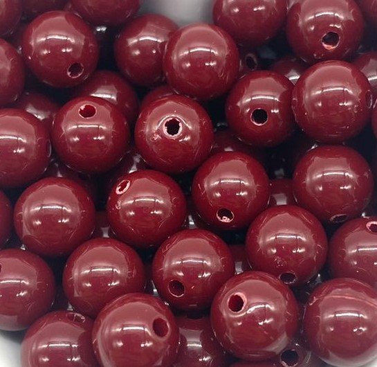 Bolinha passante Vermelho Marsala- Resina - 10mm
