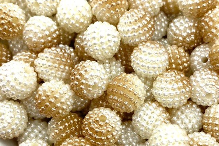 Bolinha Passante Marron mesclado com Pérola- Craquelada 10mm