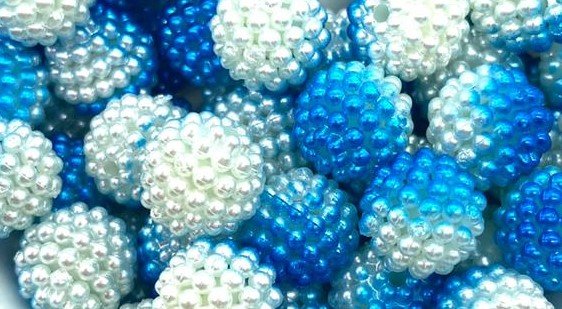 Bolinha Passante Azul mesclado com Pérola- Craquelada 12mm