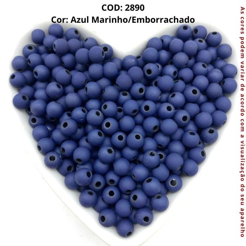Cod:2890-Bolinha c/ furo passante Azul Marinho - Emborrachada 6mm