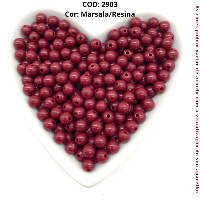 Cod:2903-Bolinha c/ furo passante Marsala - Resina 6mm