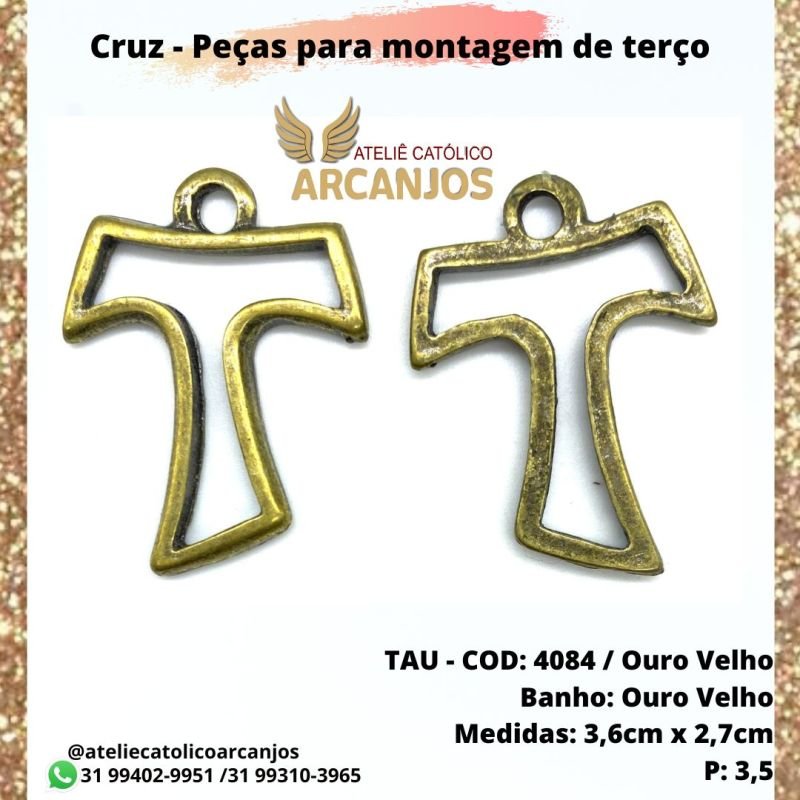 Tau - Medida: 3,6 x 2,7 cm (Pacote c/ 5 unidades)
