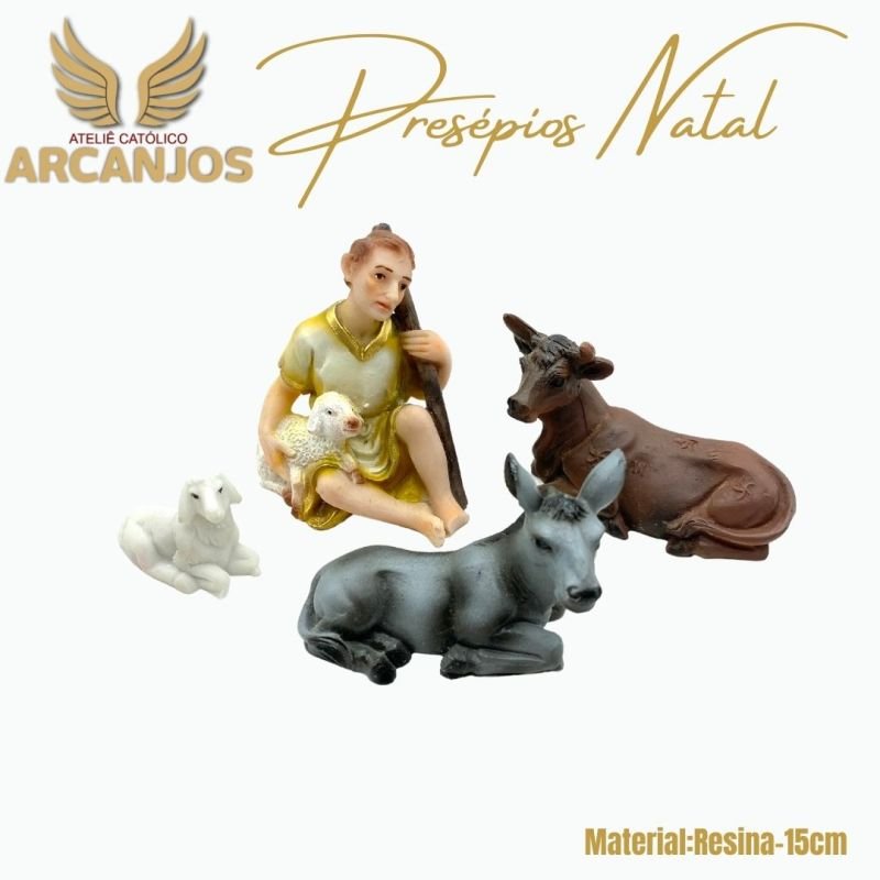 Cod: 2822-Presépio Natal completo 12 Peças - 15cm (Material Resina)