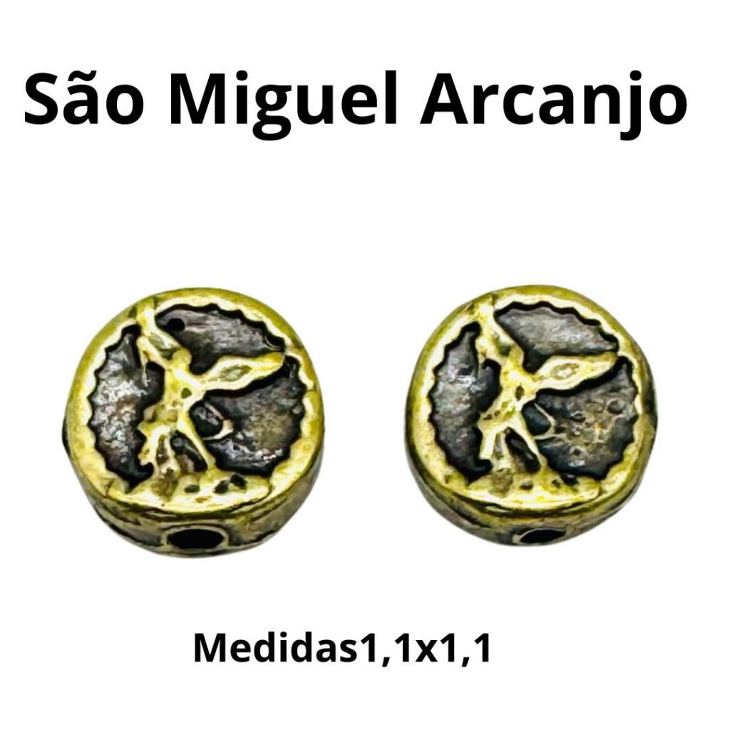 6303/4/0- Passante São MIguel Arcanjo - 1,1x1,1 cm - Ouro Velho