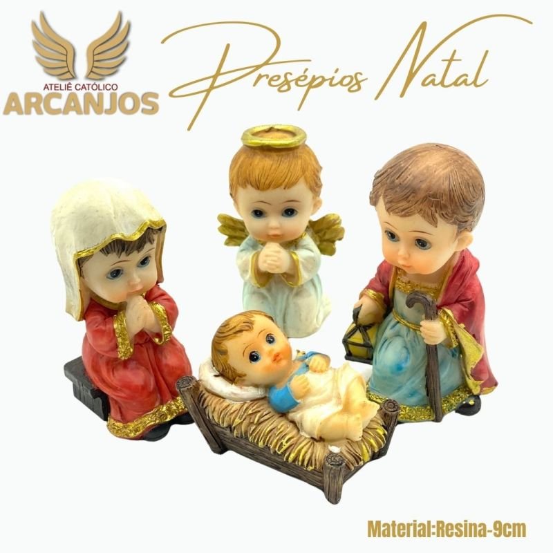 Cod: 2823-Presépio Natal Infantil completo 12 Peças - 9cm (Material Resina)