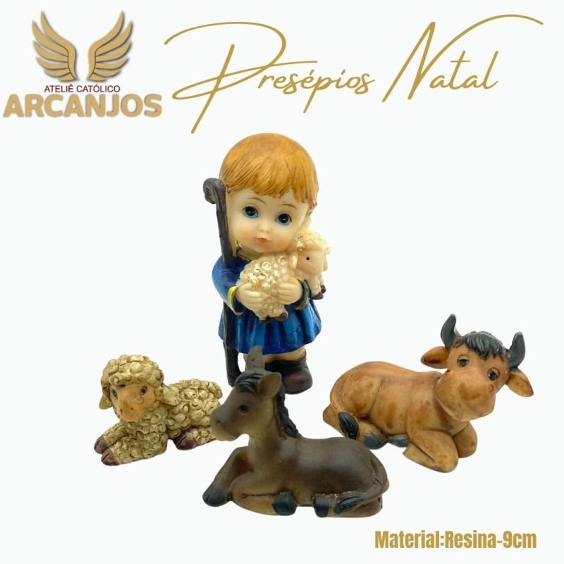 Cod: 2823-Presépio Natal Infantil completo 12 Peças - 9cm (Material Resina)