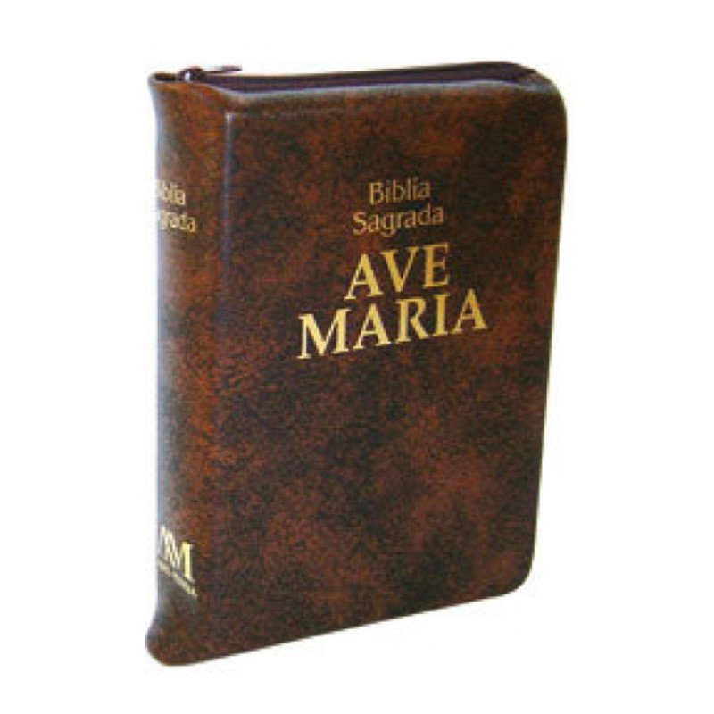 Bíblia Ave Maria - Zíper, média, marrom