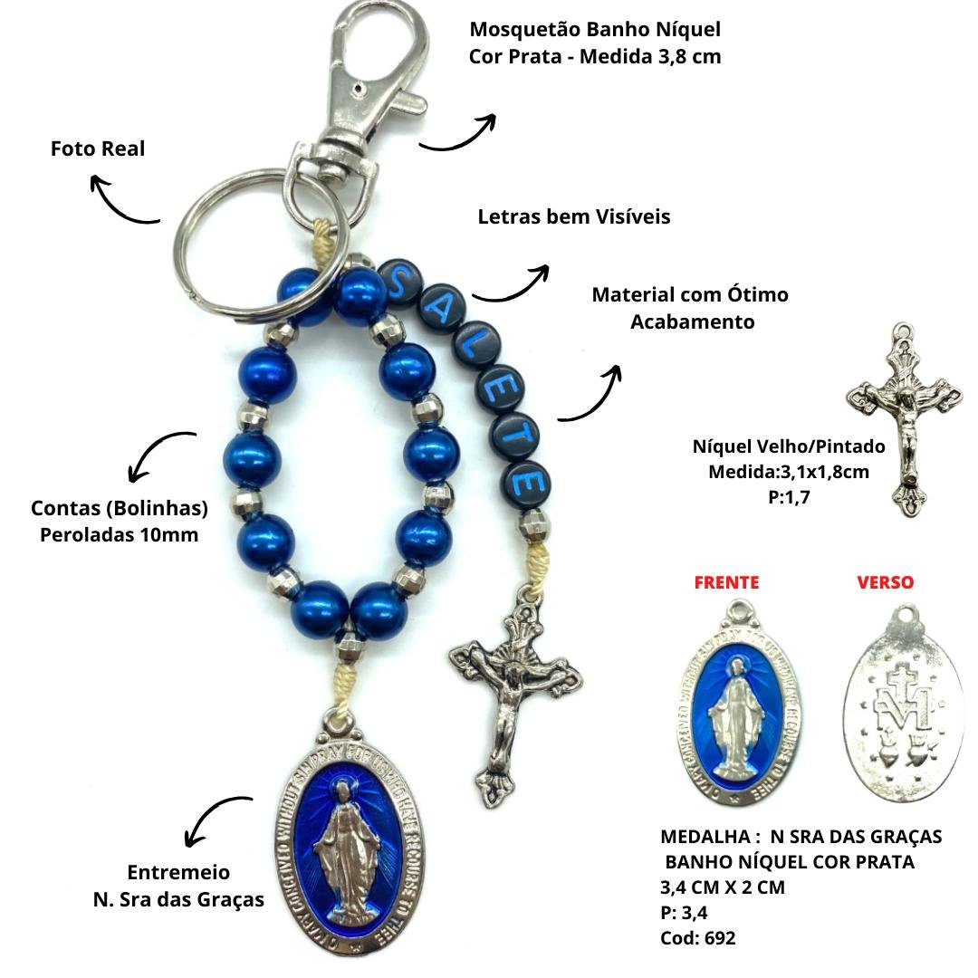 Chaveiro Personalizado com 1 Nome - Cor Azul( N Sra Graças)