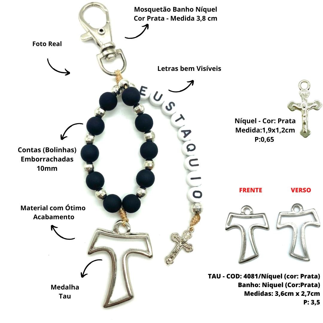 Chaveiro Personalizado Com 1 Nome - Cor Preto - Medalha Tau