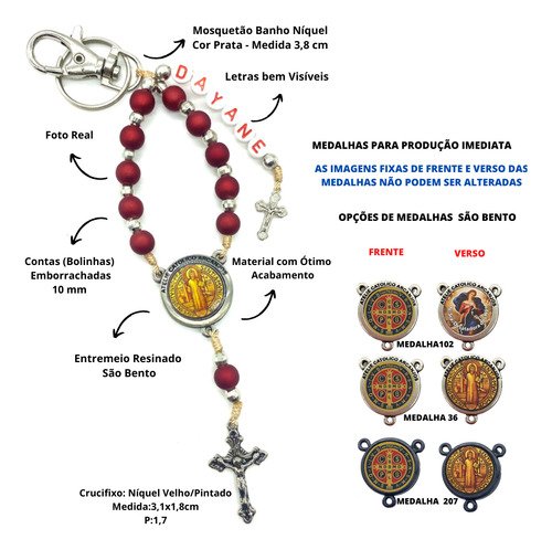 Chaveiro Personalizado Com 1 Nome - Cor Vermelho - São Bento