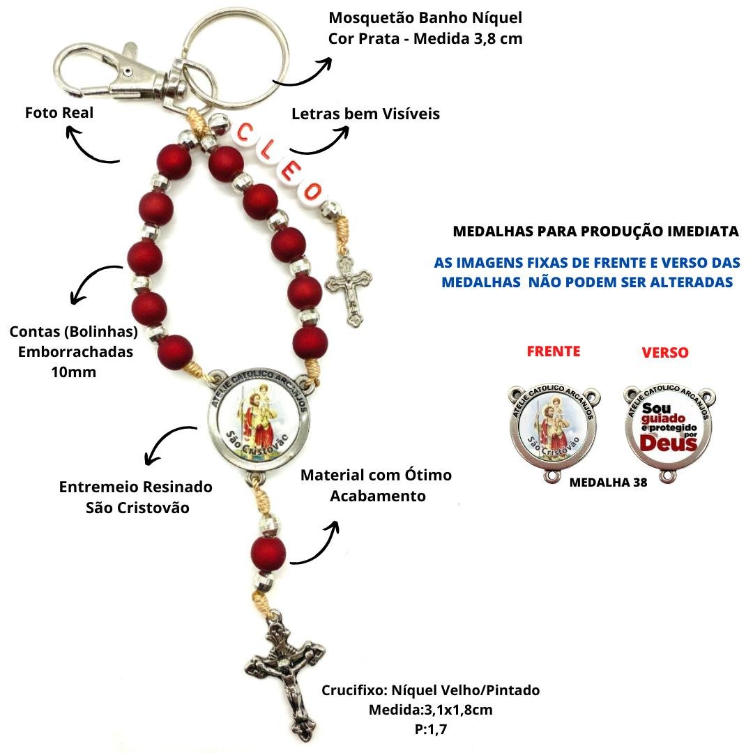 Chaveiro Personalizado Com 1nome -cor Vermelho-são Cristovão