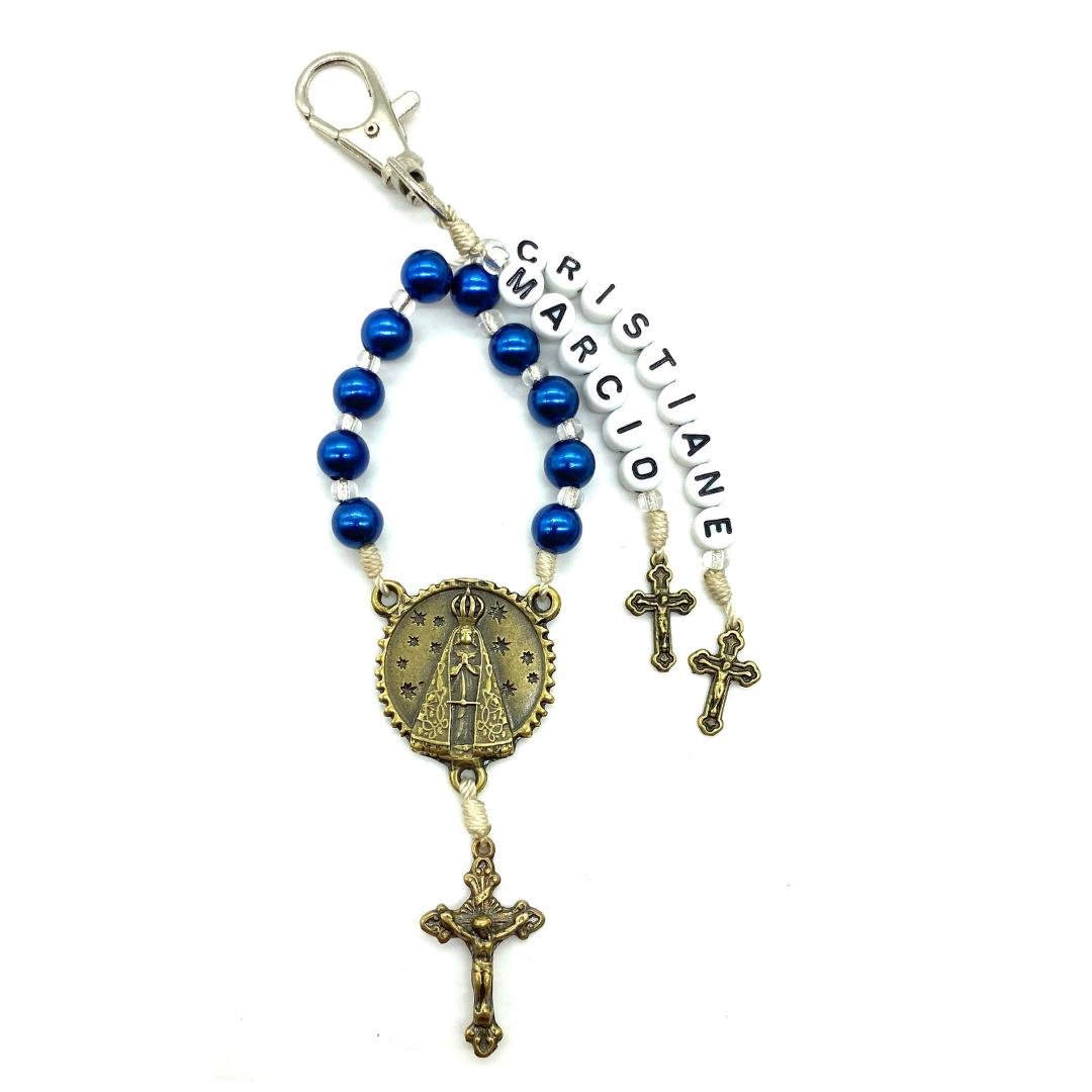 Chaveiro Personalizado com 2Nomes -Cor Azul(N Sra Aparecida)
