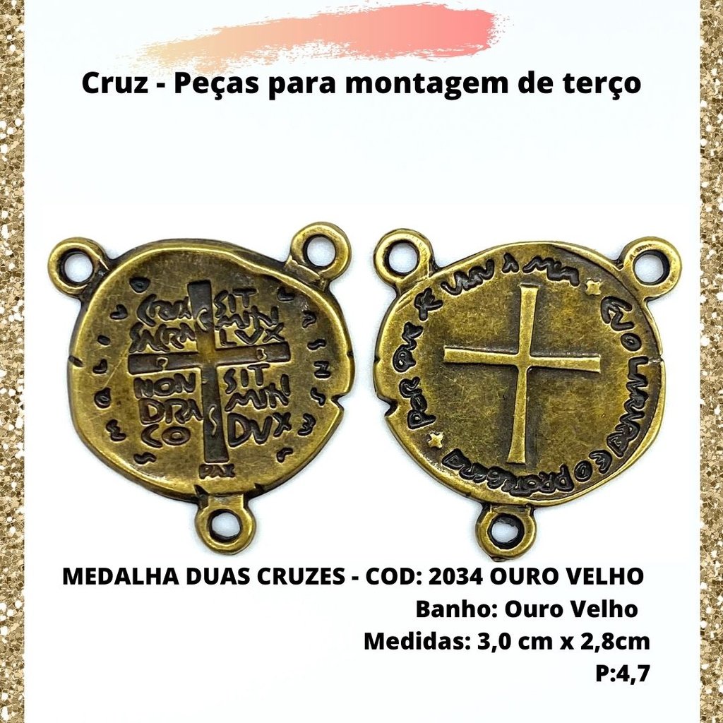 CRUZ RESINADA EM COR - COD:4031 Resina Branca 5,5CM X 3,2CM