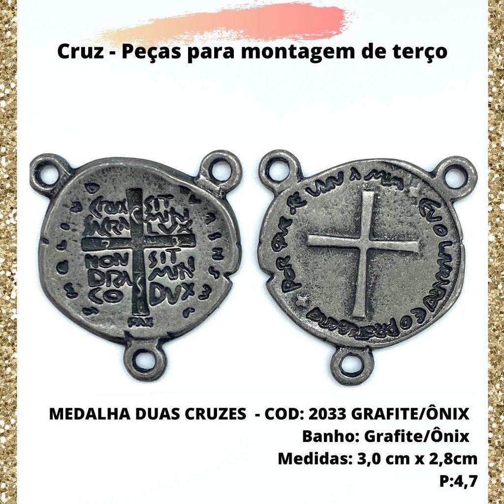 CRUZ RESINADA EM COR - COD:4031 Resina Branca 5,5CM X 3,2CM