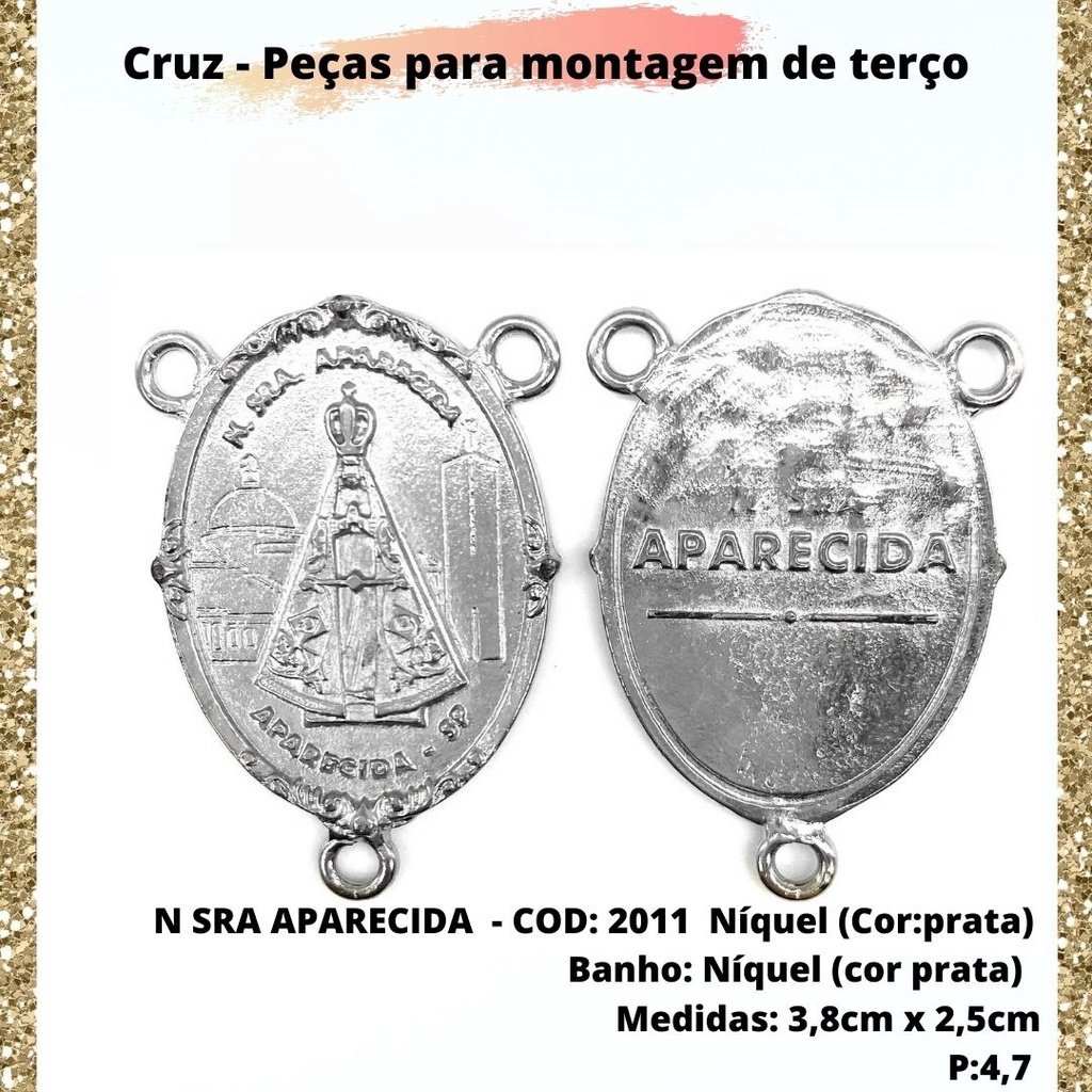 CRUZ RESINADA EM COR - COD:4031 Resina Branca 5,5CM X 3,2CM