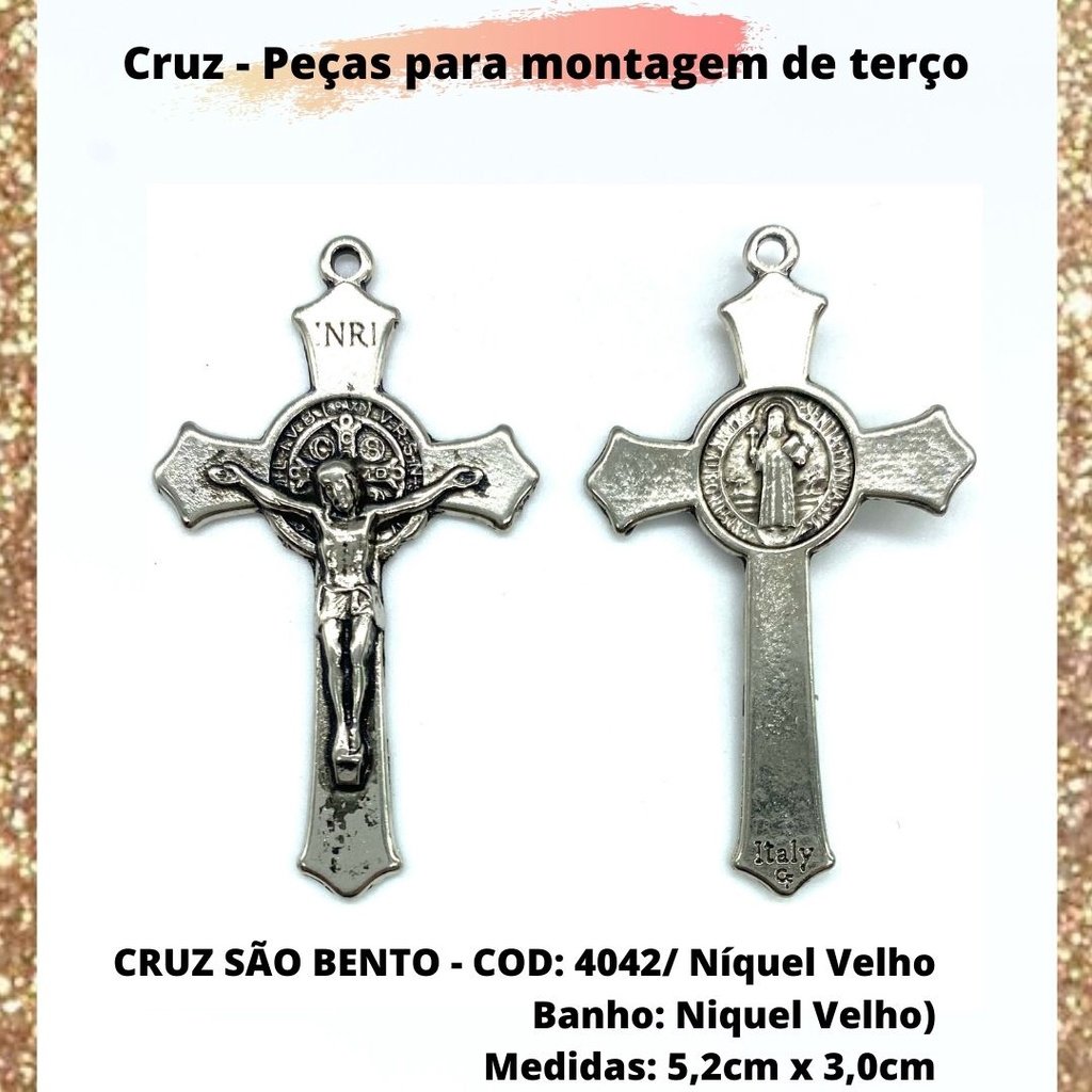 CRUZ RESINADA EM COR - COD:4031 Resina Branca 5,5CM X 3,2CM