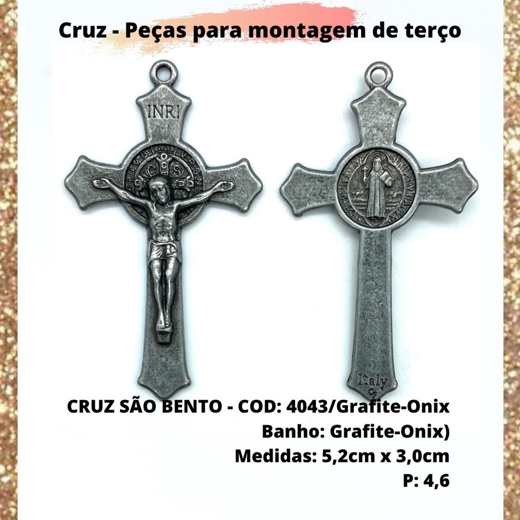 CRUZ RESINADA EM COR - COD:4031 Resina Branca 5,5CM X 3,2CM