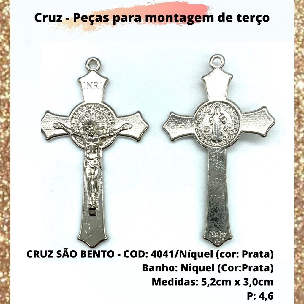 CRUZ RESINADA EM COR - COD:4031 Resina Branca 5,5CM X 3,2CM