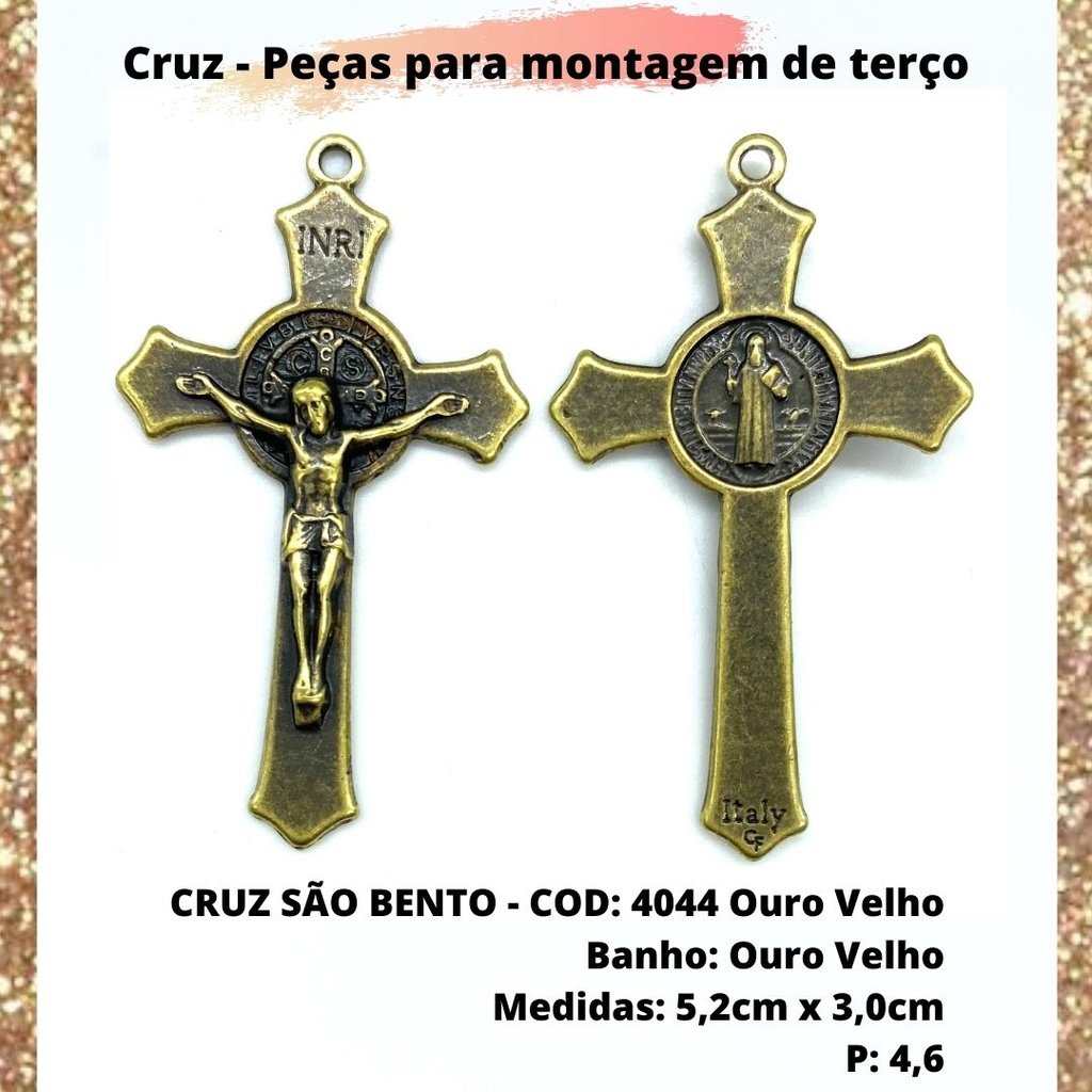 CRUZ RESINADA EM COR - COD:4031 Resina Branca 5,5CM X 3,2CM