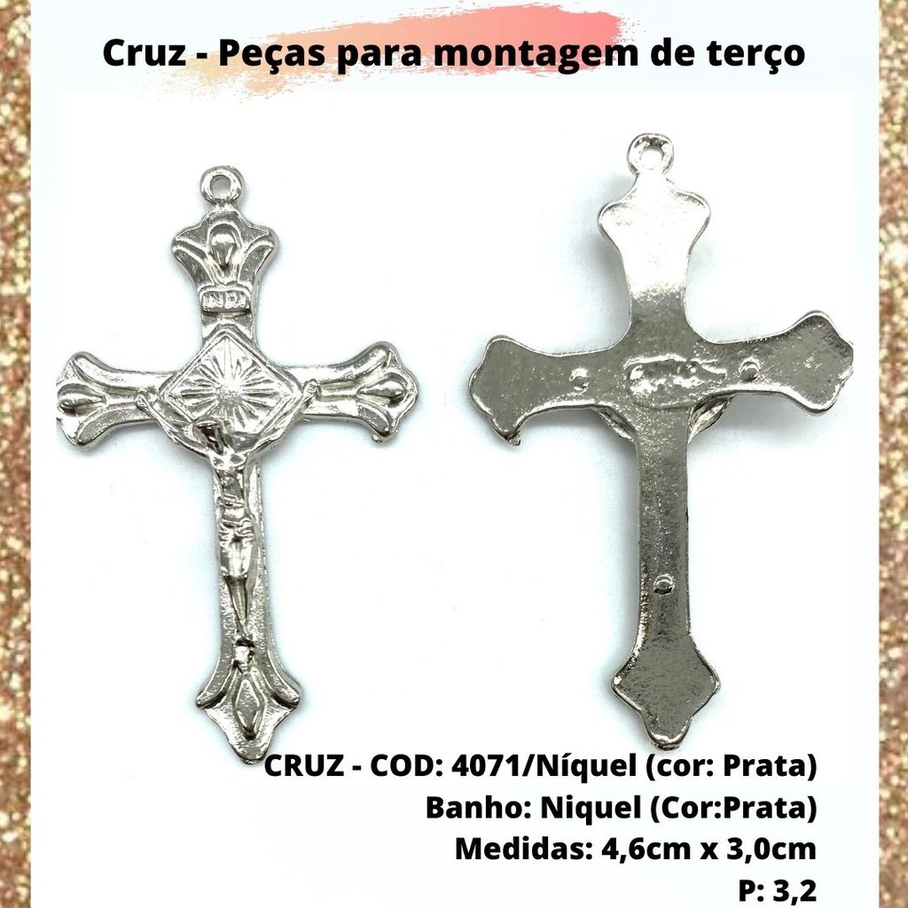 CRUZ RESINADA EM COR - COD:4031 Resina Branca 5,5CM X 3,2CM
