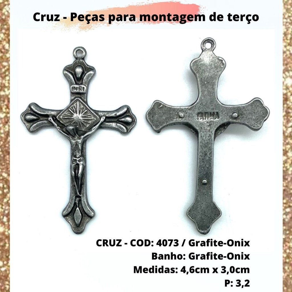 CRUZ RESINADA EM COR - COD:4031 Resina Branca 5,5CM X 3,2CM