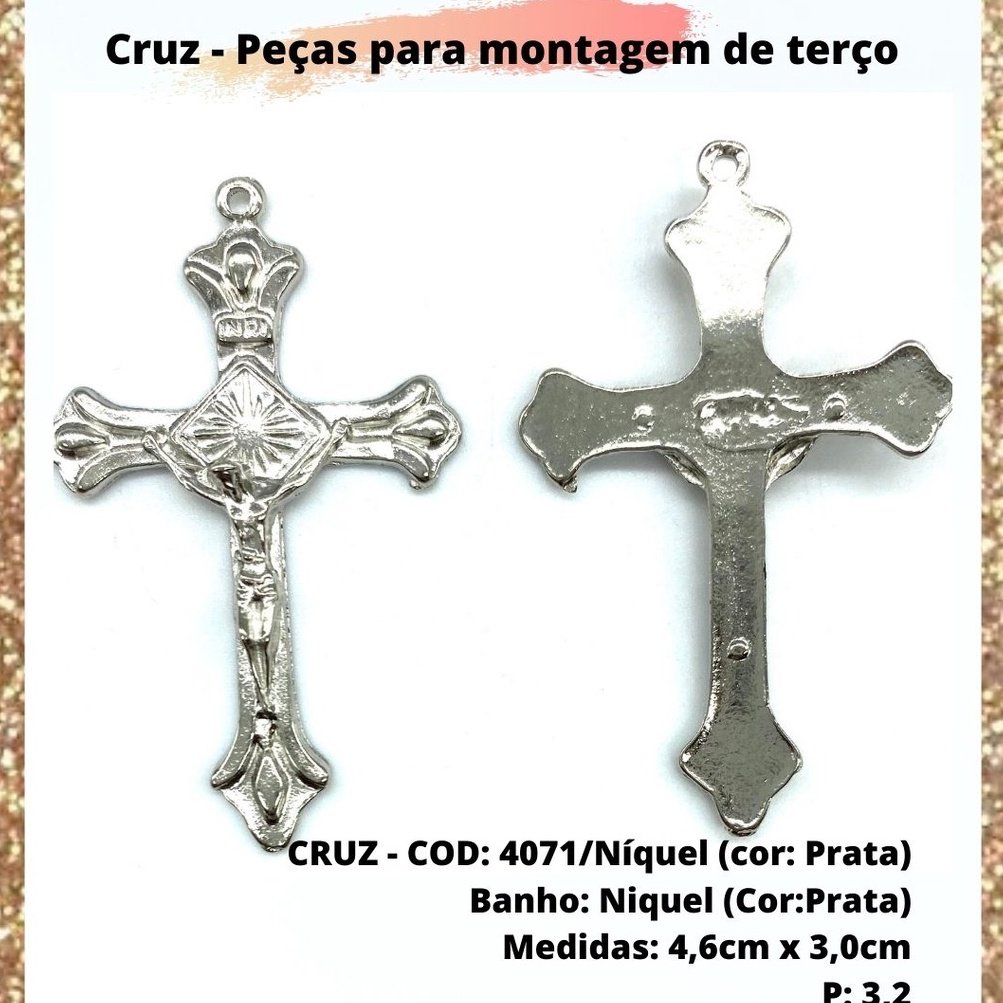 CRUZ RESINADA EM COR - COD:4031 Resina Branca 5,5CM X 3,2CM