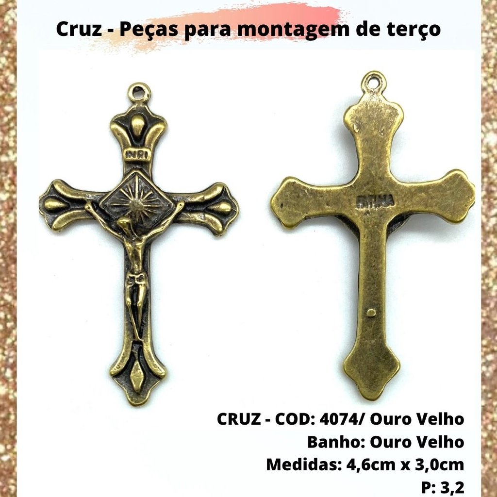 CRUZ RESINADA EM COR - COD:4031 Resina Branca 5,5CM X 3,2CM
