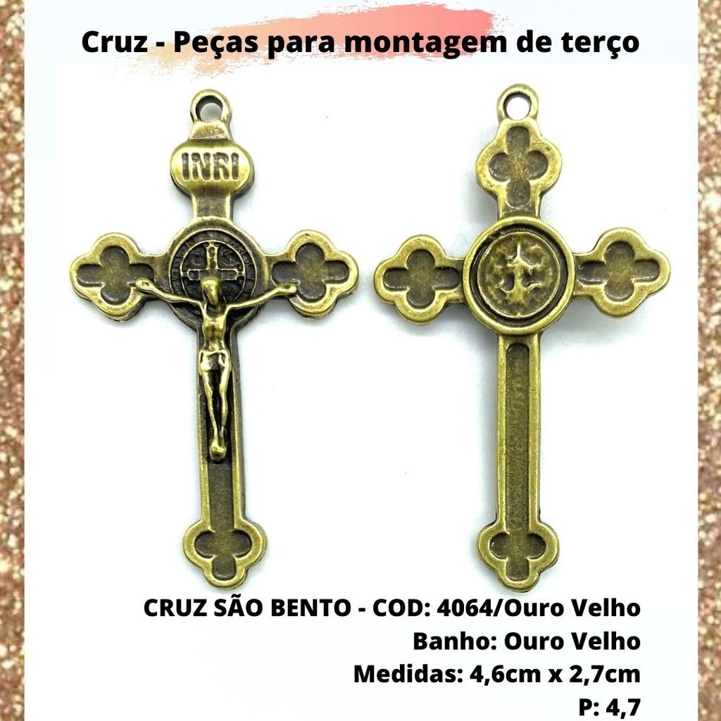 CRUZ RESINADA EM COR - COD:4031 Resina Branca 5,5CM X 3,2CM