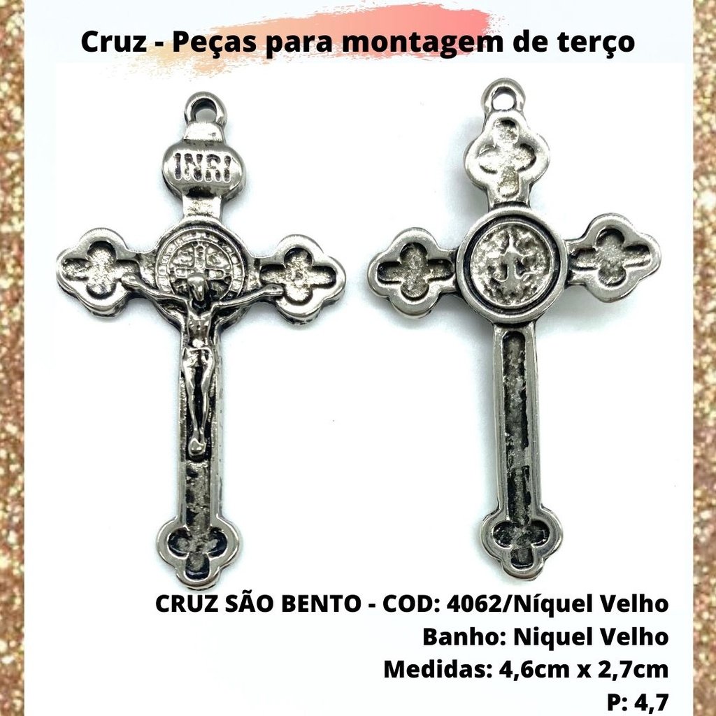 CRUZ RESINADA EM COR - COD:4031 Resina Branca 5,5CM X 3,2CM