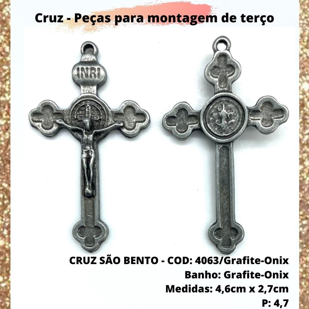 CRUZ RESINADA EM COR - COD:4031 Resina Branca 5,5CM X 3,2CM
