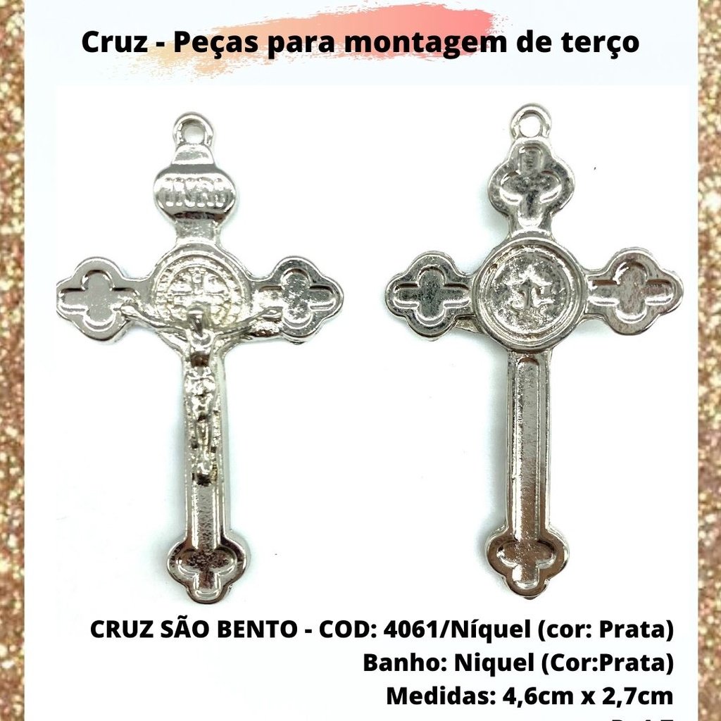 CRUZ RESINADA EM COR - COD:4031 Resina Branca 5,5CM X 3,2CM