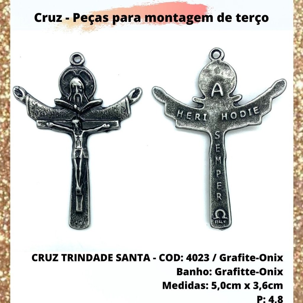 CRUZ RESINADA EM COR - COD:4031 Resina Branca 5,5CM X 3,2CM