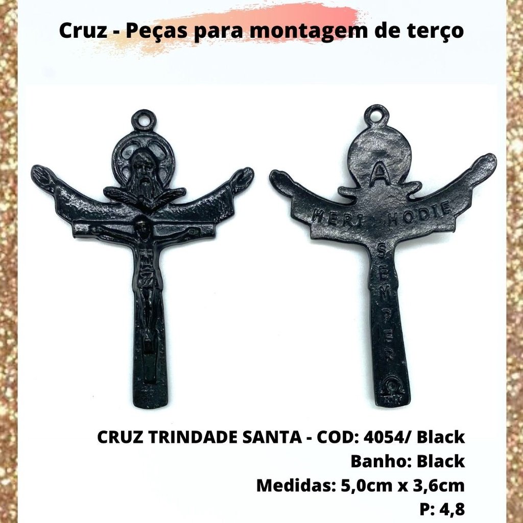 CRUZ RESINADA EM COR - COD:4031 Resina Branca 5,5CM X 3,2CM