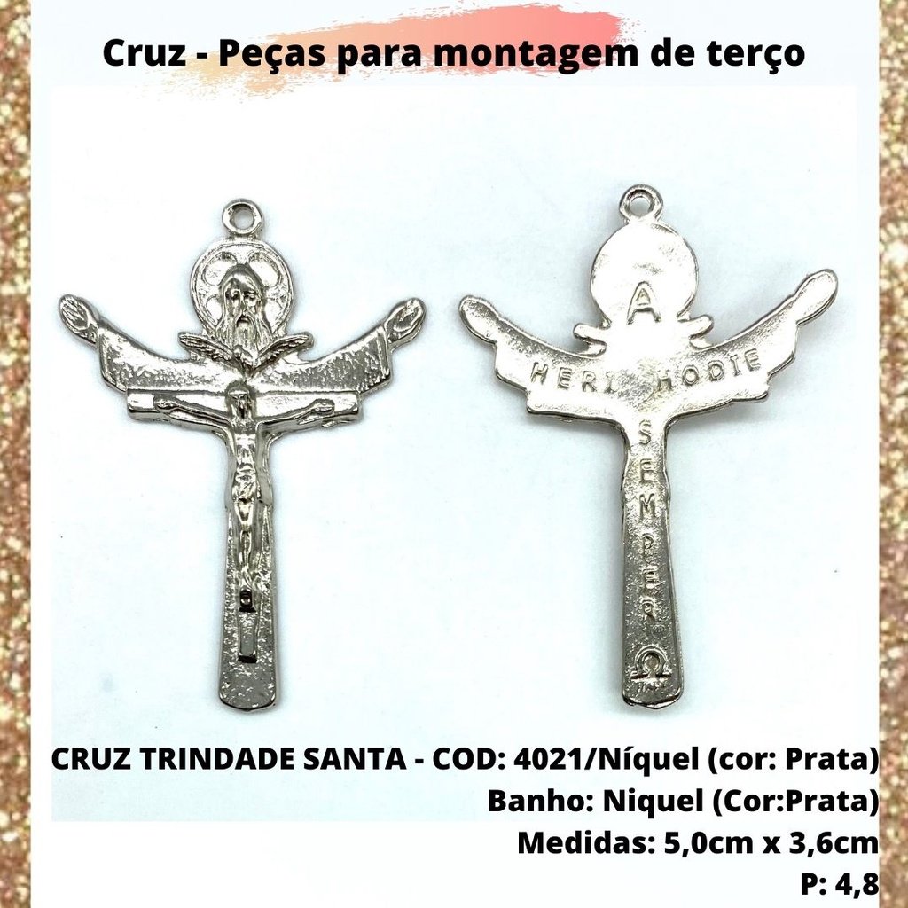 CRUZ RESINADA EM COR - COD:4031 Resina Branca 5,5CM X 3,2CM