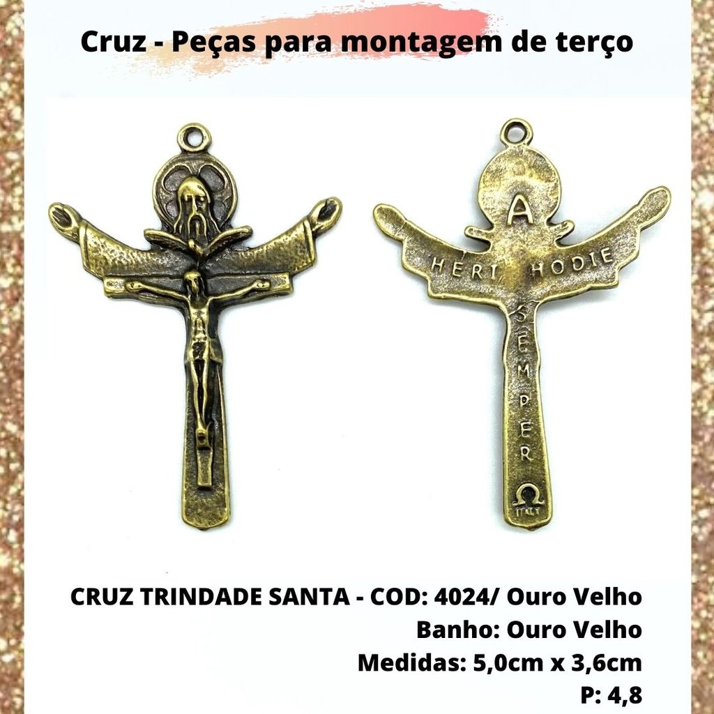 CRUZ RESINADA EM COR - COD:4031 Resina Branca 5,5CM X 3,2CM