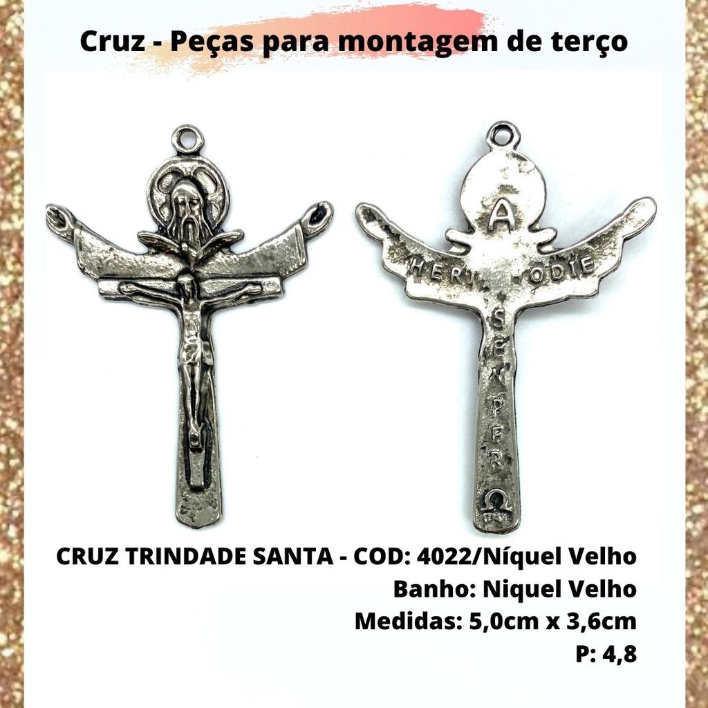 CRUZ RESINADA EM COR - COD:4031 Resina Branca 5,5CM X 3,2CM