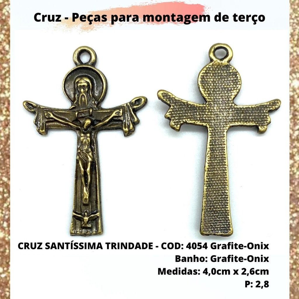 CRUZ RESINADA EM COR - COD:4031 Resina Branca 5,5CM X 3,2CM