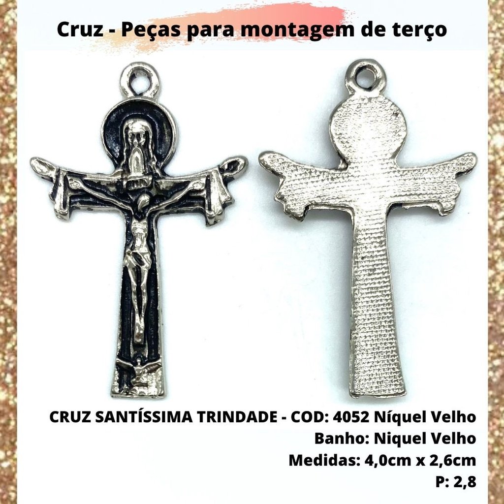 CRUZ RESINADA EM COR - COD:4031 Resina Branca 5,5CM X 3,2CM