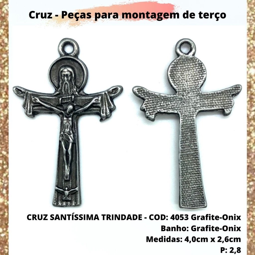 CRUZ RESINADA EM COR - COD:4031 Resina Branca 5,5CM X 3,2CM