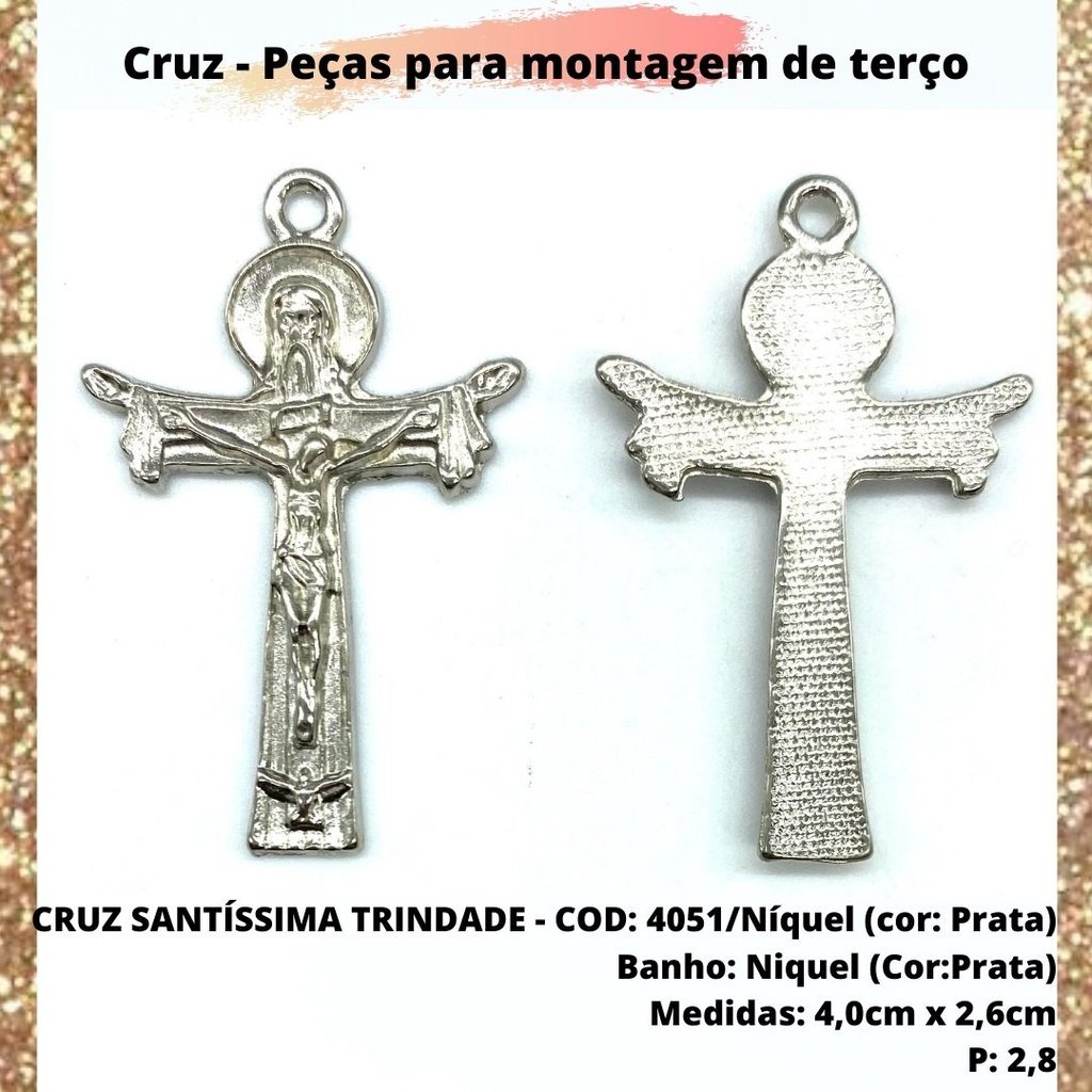 CRUZ RESINADA EM COR - COD:4031 Resina Branca 5,5CM X 3,2CM