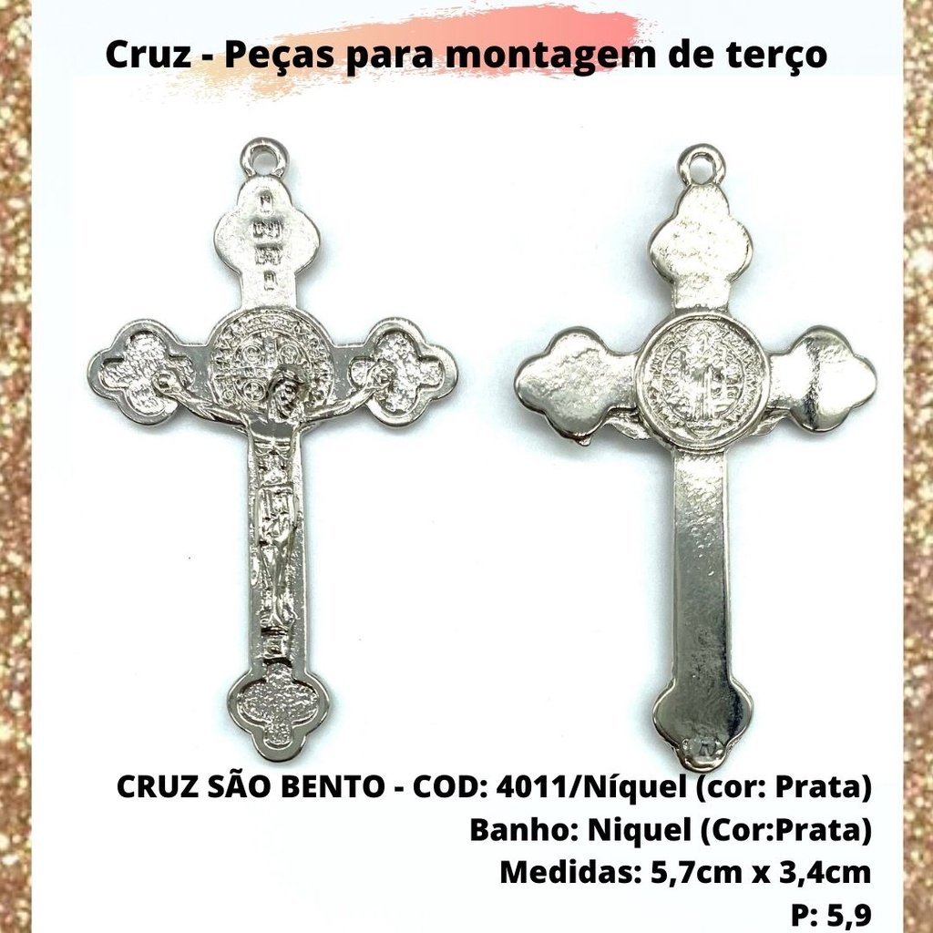 CRUZ RESINADA EM COR - COD:4031 Resina Branca 5,5CM X 3,2CM