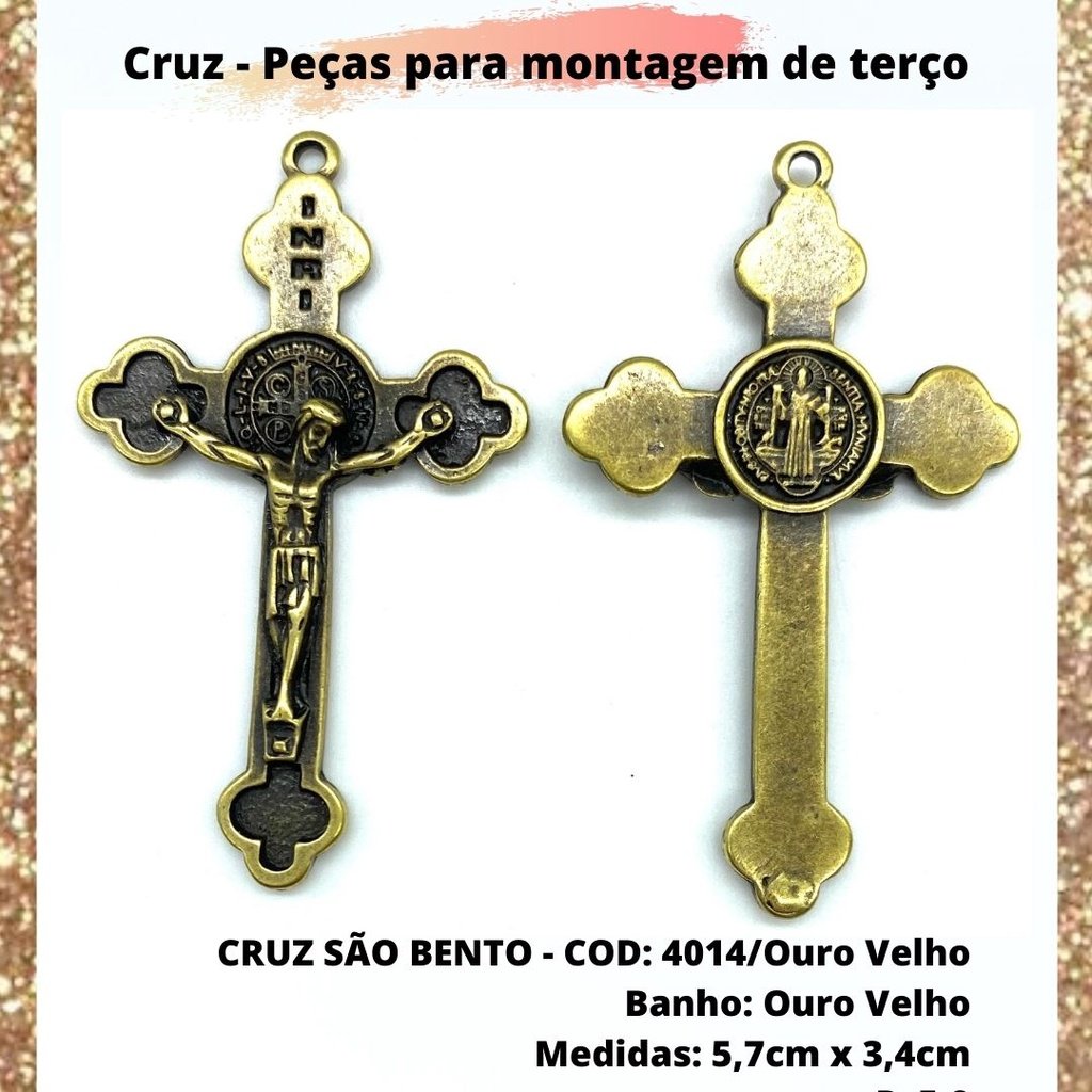 CRUZ RESINADA EM COR - COD:4031 Resina Branca 5,5CM X 3,2CM