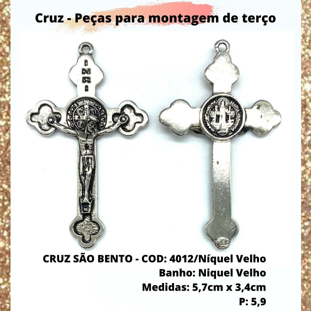 CRUZ RESINADA EM COR - COD:4031 Resina Branca 5,5CM X 3,2CM