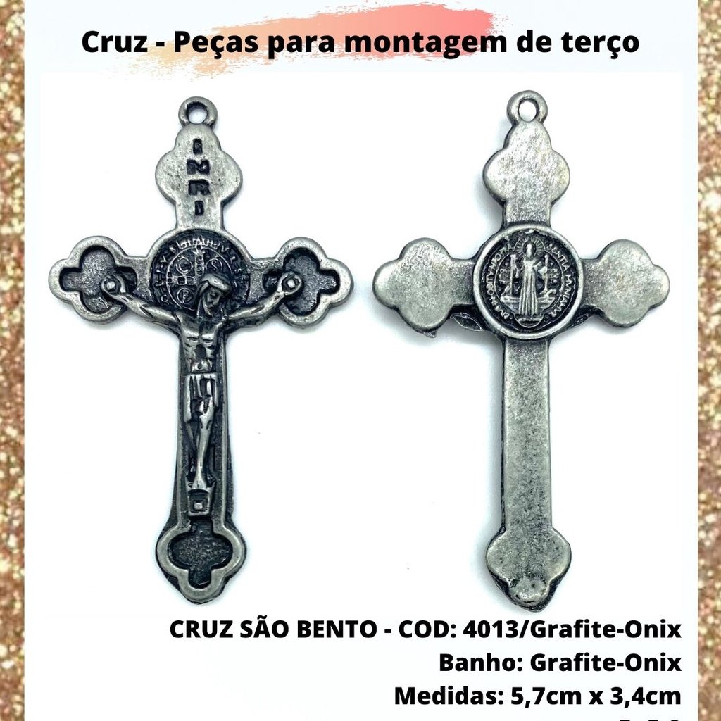 CRUZ RESINADA EM COR - COD:4031 Resina Branca 5,5CM X 3,2CM