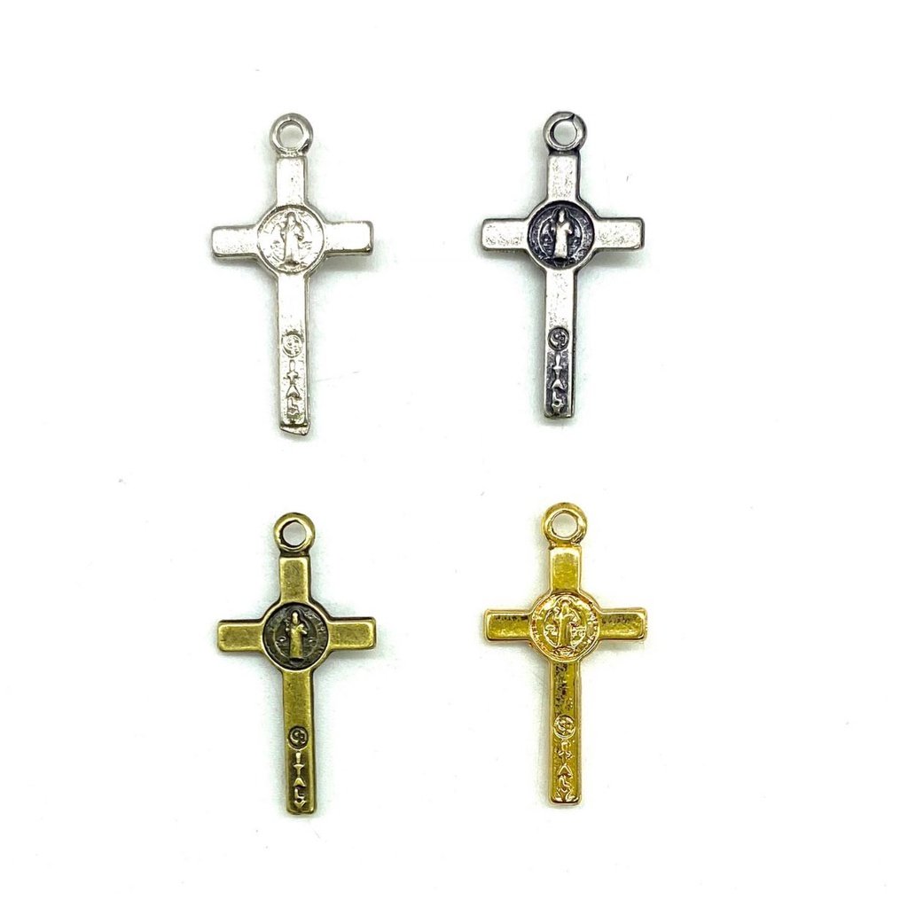 Cruz São Bento 3080 (Pct c 10 pçs) para terços e pulseiras - Med: 2,2 X 1,2 CM