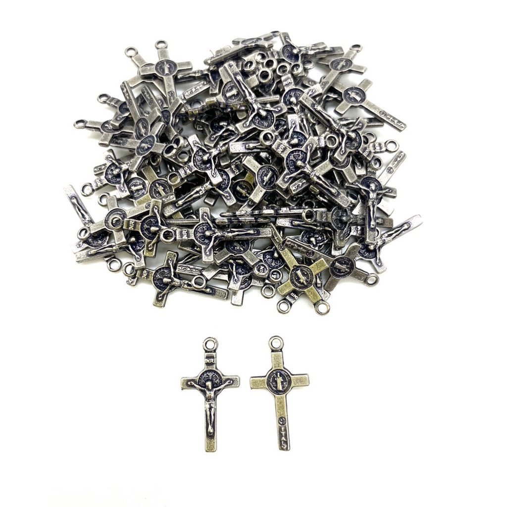 Cruz São Bento 3080 (Pct c 10 pçs) para terços e pulseiras - Med: 2,2 X 1,2 CM
