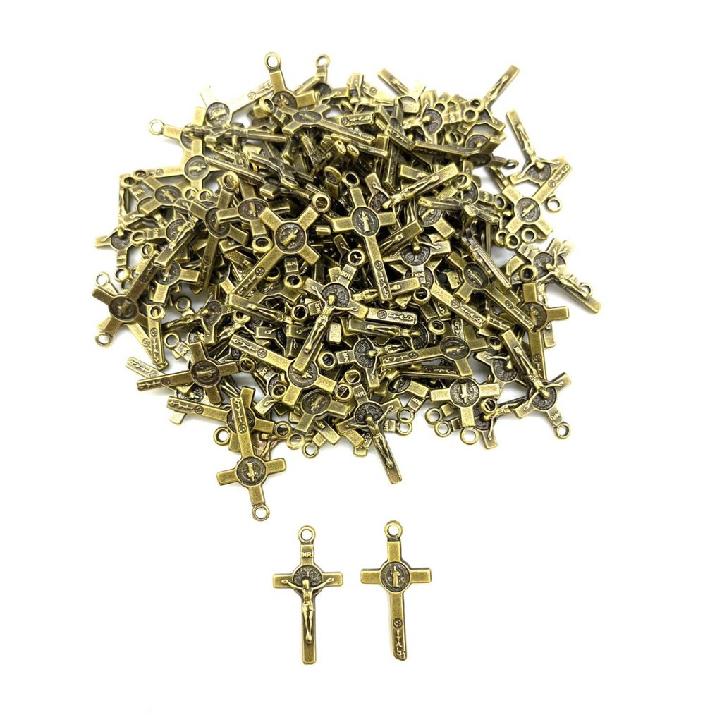 Cruz São Bento 3080 (Pct c 10 pçs) para terços e pulseiras - Med: 2,2 X 1,2 CM