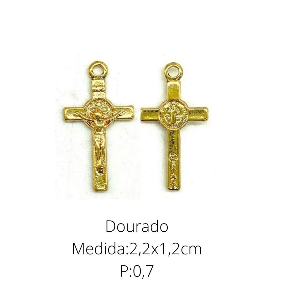 Cruz São Bento 3080 (Pct c 10 pçs) para terços e pulseiras - Med: 2,2 X 1,2 CM